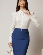  Camasa DY Fashion alba din poplin cu manseta cu butoniera