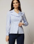  Camasa DY Fashion din poplin cu dungi bleu si nasturi asimetrici