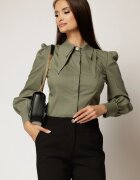  Camasa DY Fashion kaki din poplin cu guler dublu si croi cambrat