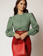  Camasa DY Fashion kaki din poplin cu inchidere cu nasturi si guler tunica