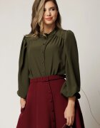  Camasa DY Fashion kaki din voal plin cu guler incretit
