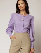  Camasa DY Fashion lila din poplin cu croi cambrat si nasturi decorativi