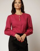  Camasa DY Fashion magenta din poplin cu croi cambrat si nasturi decorativi