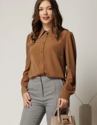  Camasa DY Fashion maro cu guler si inchidere cu nasturi