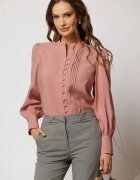  Camasa DY Fashion roz cu maneci bufante si pliuri pe bust
