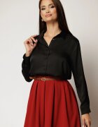  Camasa neagra din satin cu croi larg si inchidere cu nasturi