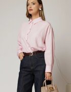  Camasa roz cu dungi cu maneci lungi si croi oversize