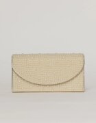  Clutch auriu metalizat cu clapeta curbata si decoratii aplicate