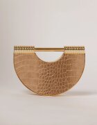  Clutch bej cu design deosebit si aspect de piele de crocodil