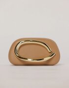  Clutch bej cu finisaj mat si maner metalic auriu