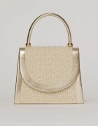  Clutch elegant auriu decorat cu perle si margele