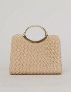  Clutch elegant bej din piele ecologica intoarsa cu design modern