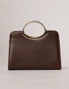  Clutch elegant maro ciocolatiu din piele ecologica cu design modern