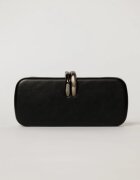  Clutch elegant negru cu inchidere metalica dubla
