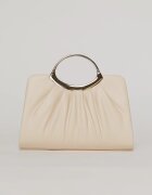  Clutch elegant nude din piele ecologica si maner metalic rotund