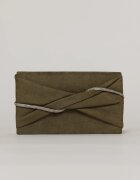 Clutch kaki elegant cu clapeta design impletit si detalii stralucitoare