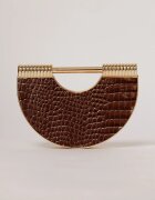  Clutch maro cu design deosebit si aspect de piele de crocodil