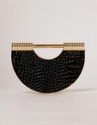  Clutch negru cu design deosebit si aspect de piele de crocodil
