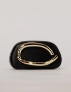  Clutch negru cu finisaj mat si maner metalic auriu