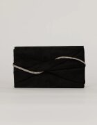  Clutch negru elegant cu clapeta design impletit si detalii stralucitoare albe