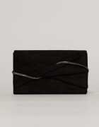 Clutch negru elegant cu clapeta design impletit si detalii stralucitoare gri