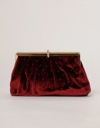  Clutch plic bordo catifelat decorat cu pietre stralucitoare