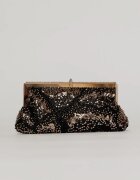  Clutch plic negru cu paiete si margele aurii
