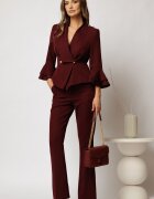  Compleu dama bordo format din sacou cu maneci evazate si pantaloni