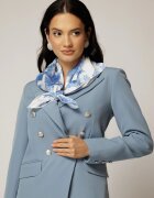  Esarfa alba cu imprimeu floral bleu