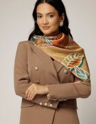  Esarfa cu imprimeu tomnatic floral in nuante de maro si verde