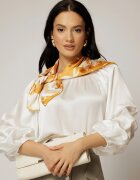  Esarfa galben mustar cu imprimeu floral alb