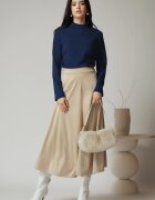  Fusta midi din catifea ivory