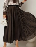  Fusta midi maro intens clos din tencel casual eleganta
