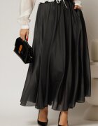  Fusta midi neagra clos din tencel casual eleganta