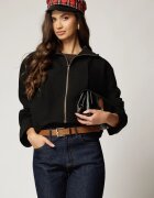  Geaca scurta neagra tip bomber cu inchidere cu fermoar