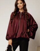  Geaca tip bomber satinata bordo cu croi lejer