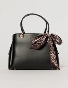  Geanta neagra office patrata cu maner dublu si esarfa decorativa