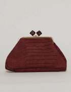  Geanta plic burgundy cu inchidere metalica aurie si imprimeu crocodil