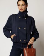  Jacheta scurta bleumarin cu elastic in talie tip bomber