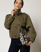  Jacheta scurta kaki cu elastic in talie tip bomber