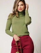  Maleta din tricot verde deschis cu guler intors