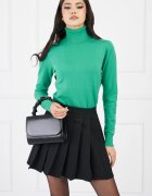  Maleta verde din tricot cu guler intors