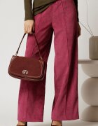  Pantalon DY Fashion lejer din velur magenta cu buzunare
