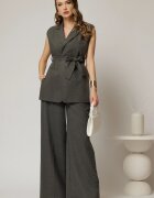  Pantaloni dama office casual gri deschis evazati
