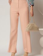  Pantaloni dama roz somon croi drept cu adaos de viscoza