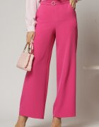  Pantaloni DY Fashion fucsia cu croi evazat si catarama in talie