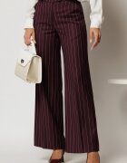  Pantaloni DY Fashion lungi bordo cu dungi din stofa si croi lejer