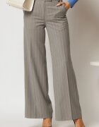  Pantaloni DY Fashion lungi gri cu dungi din stofa si croi lejer