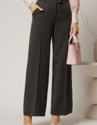  Pantaloni DY Fashion lungi gri inchis din stofa si croi lejer