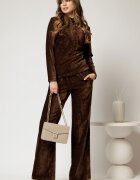  Pantaloni DY Fashion maro din catifea velurata casual eleganti